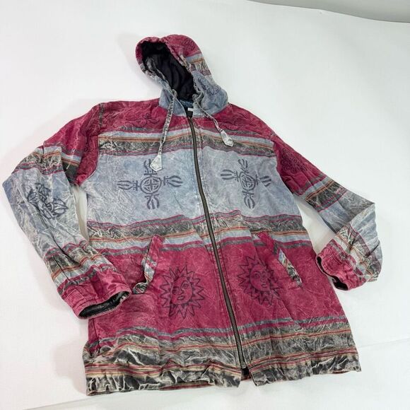 VTG The Headshop Jacket Mens Medium Full Zip Boho Hooded Cotton Lined - Picture 1 of 8